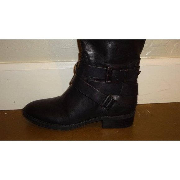 🆕 VINCE CAMUTO Pazell Tall Knee High Buckle Riding Boot Black 5 - Picture 8 of 10